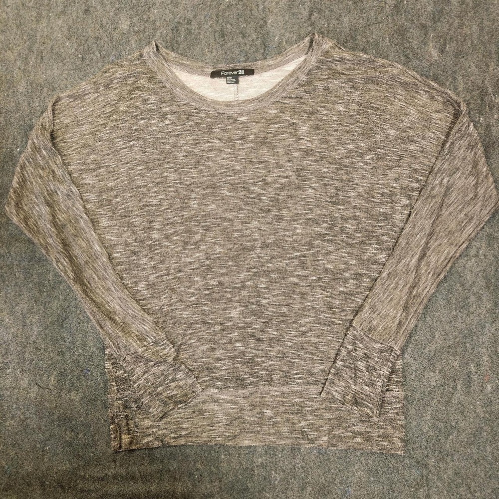 Forever 21 Womens Grey Long Sleeve Dolman Knit Top Size M Loungewear W2536
